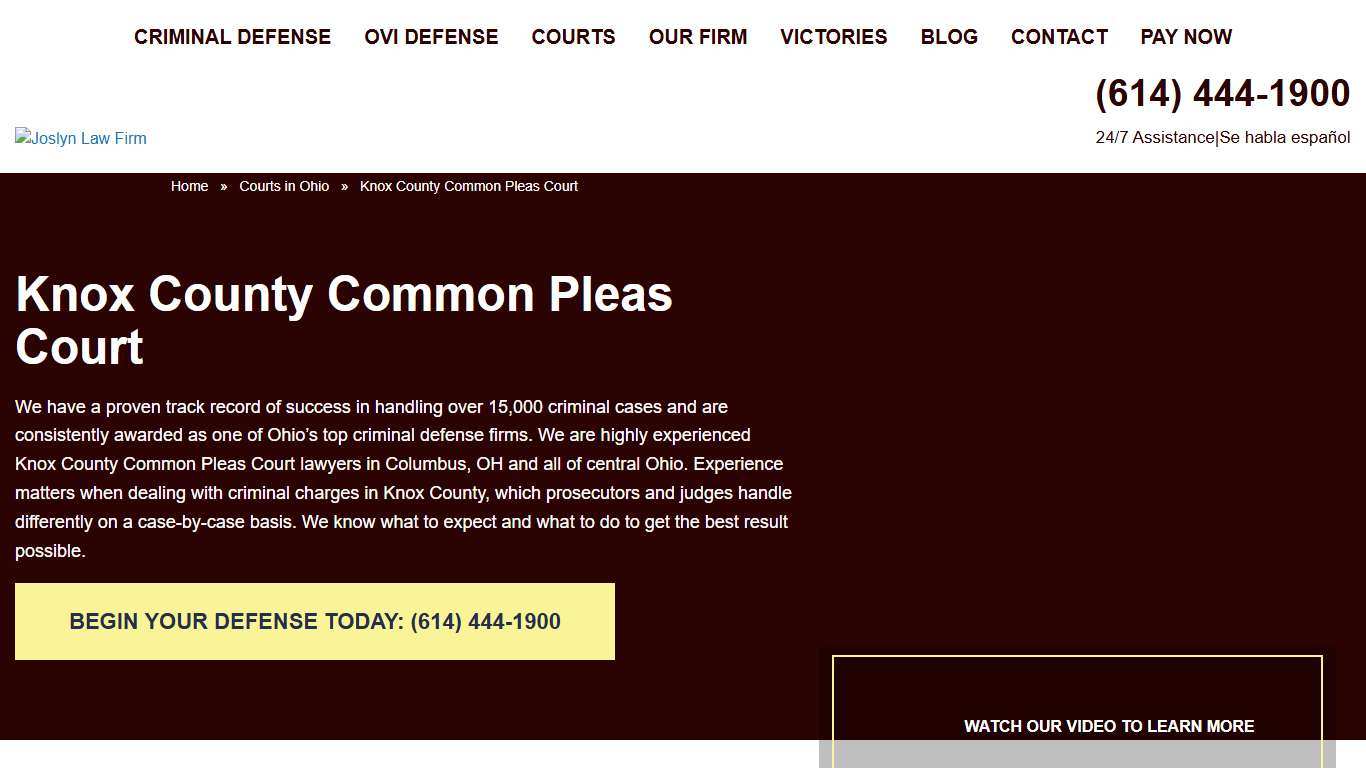 Knox Common Pleas Court Attorney Mount Vernon, OH Criminal Lawyer